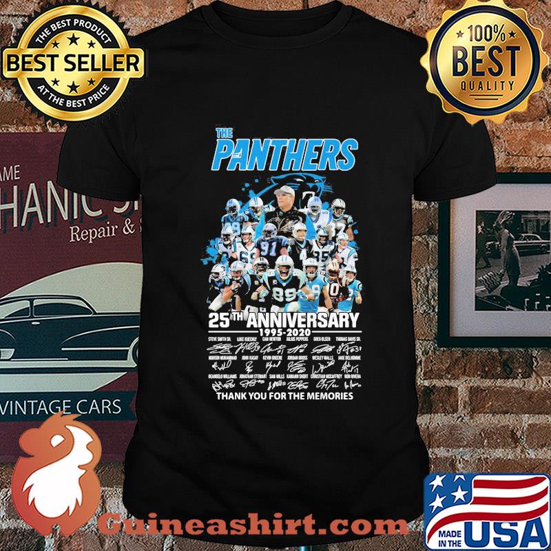 The carolina panthers football 25th anniversary 1995 2020 thank you for the memories signatures shirt