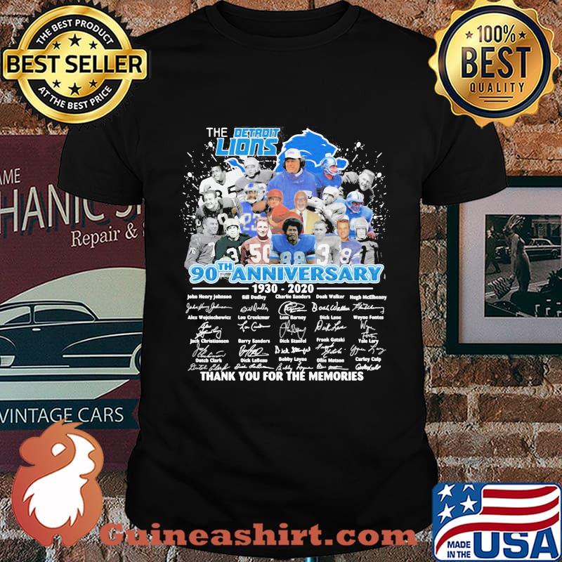 The detroit lions 90th anniversary 1930 2020 thank you for the memories signatures shirt