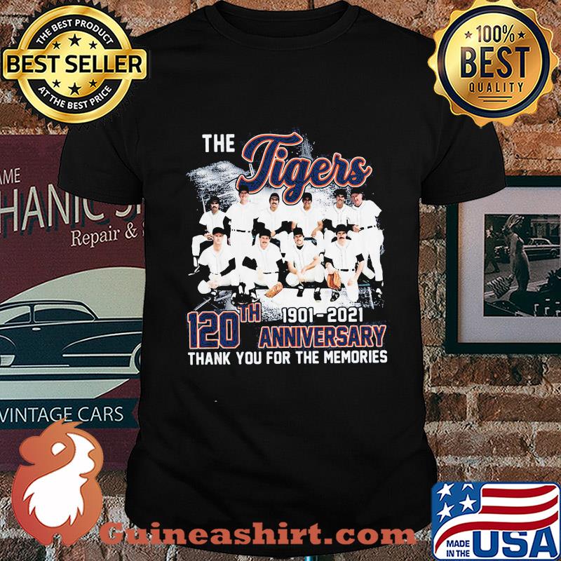 The detroit tigers 120th anniversary 1901 2021 thank you for the memories signatures shirt