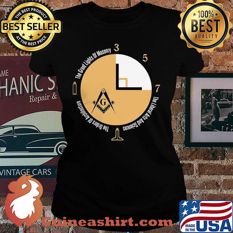 The liberal arts and sciences the orders of architecture the great lights of masonry masonic compass and square s Ladies tee