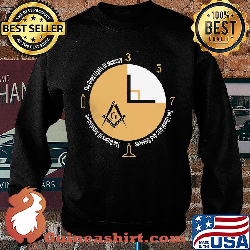 The liberal arts and sciences the orders of architecture the great lights of masonry masonic compass and square s Sweater