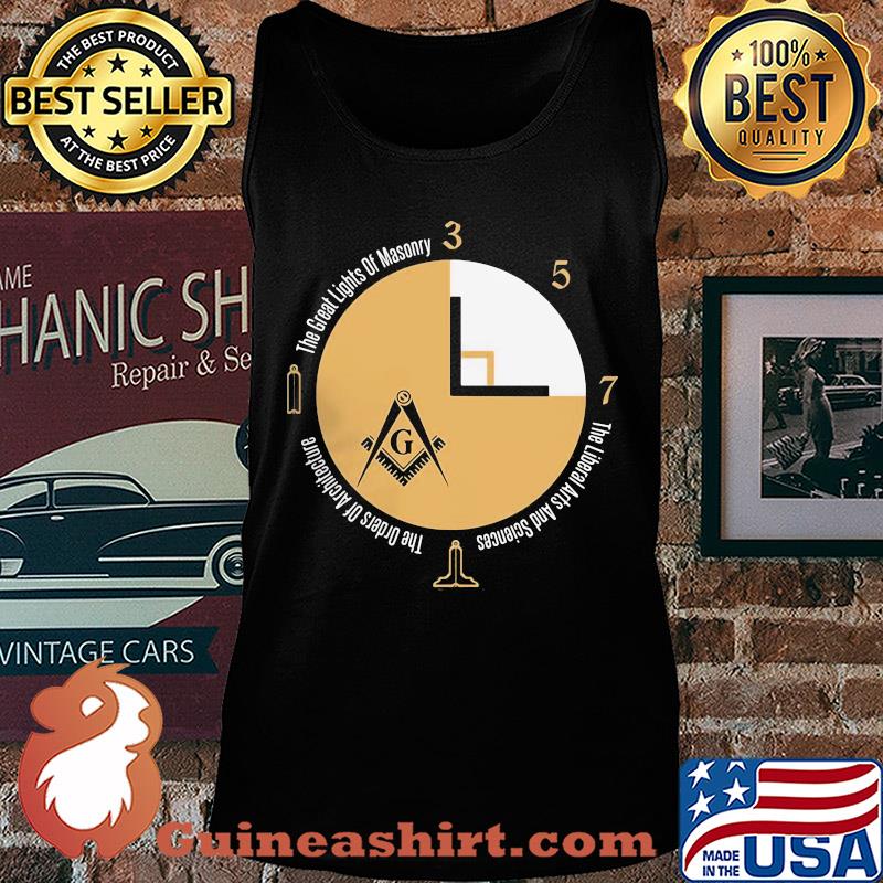 The liberal arts and sciences the orders of architecture the great lights of masonry masonic compass and square s Tank top