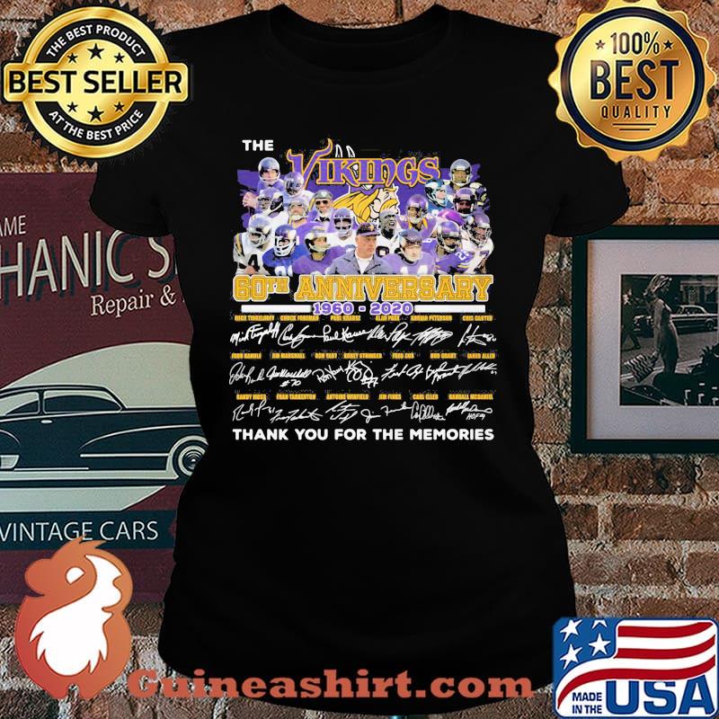 The minnesota vikings 60th anniversary 1960 2020 thank you for the memories signatures shirt
