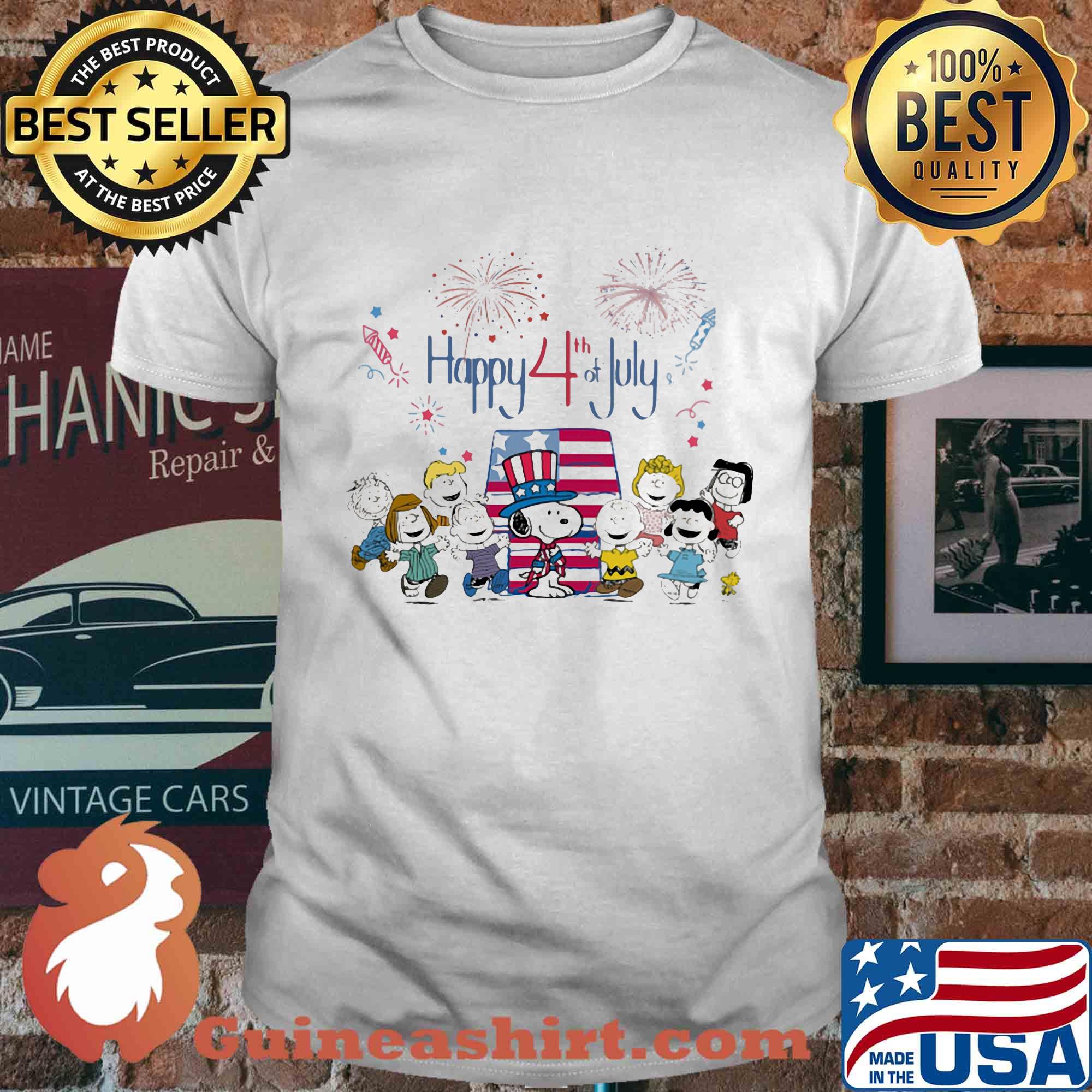The peanuts happy 4th of july independence day american flag firework shirt