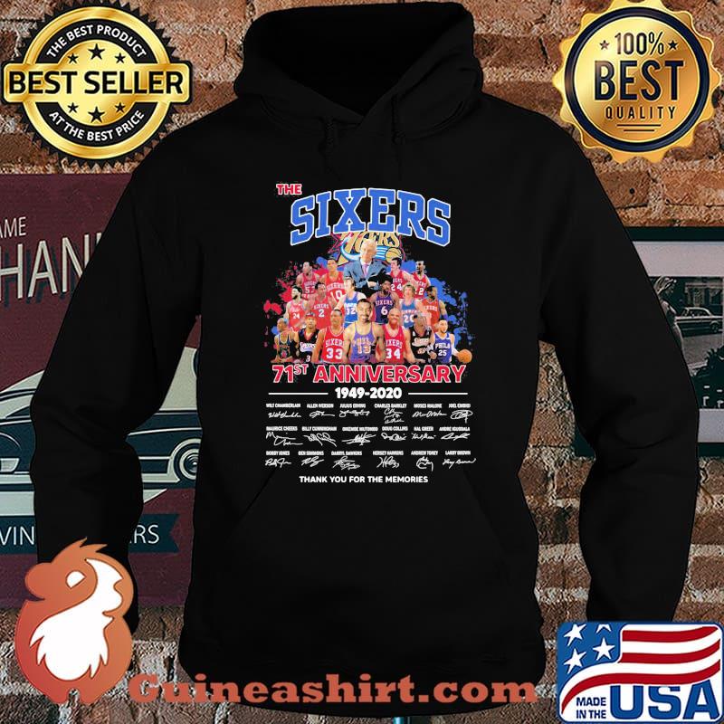The philadelphia sixers 71st anniversary 1949 2020 thank you for the memories signatures s Hoodie