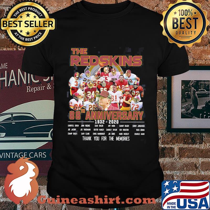 The redskins football team 88th anniversary 1932 2020 thank you for the memories shirt