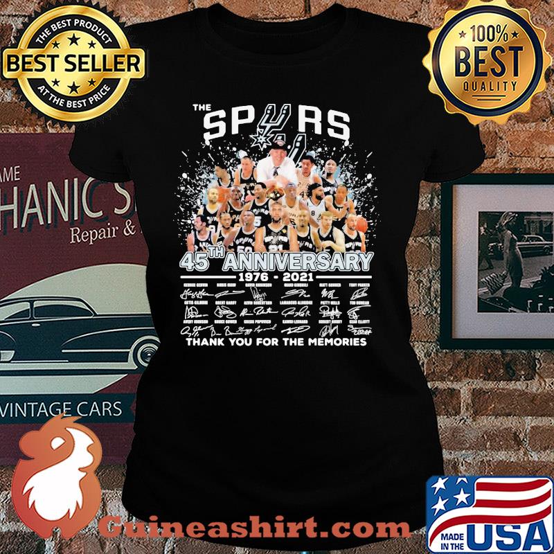 The san antonio spurs basketball team 45th anniversary 1976 2021 thank you for the memories signatures s Ladies tee