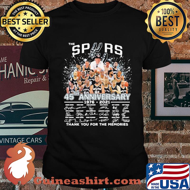 The san antonio spurs basketball team 45th anniversary 1976 2021 thank you for the memories signatures shirt