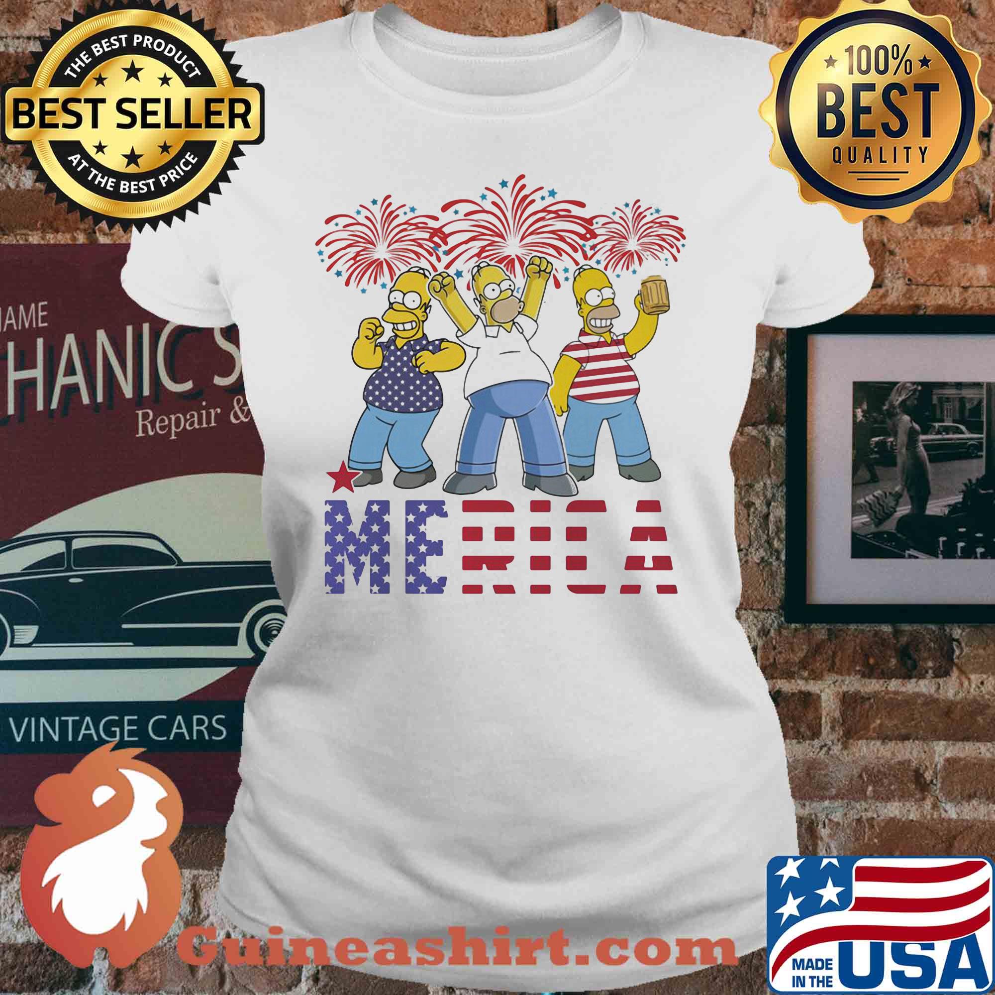 The simpsons merica firework american flag independence day s V-neck