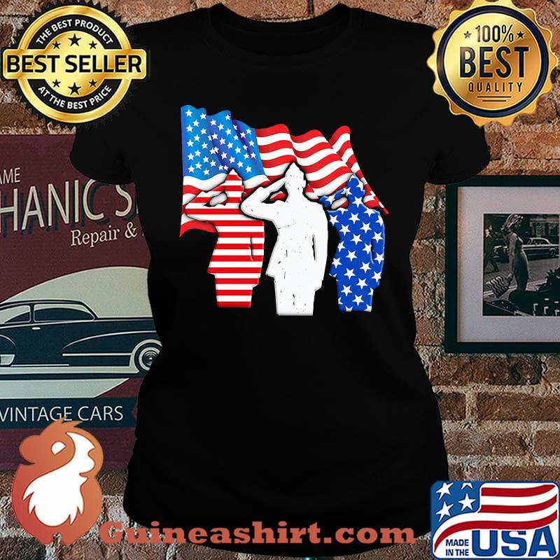 The Soldier Salutes American Flag Independence Day Shirt Laides