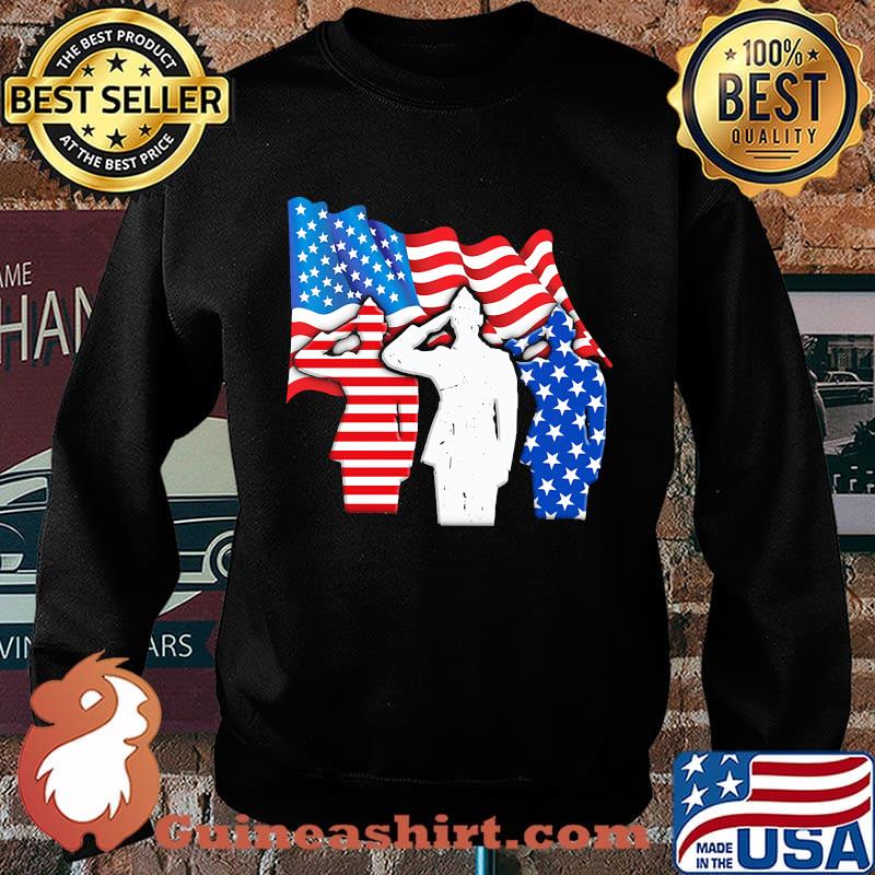 The Soldier Salutes American Flag Independence Day Shirt Sweater