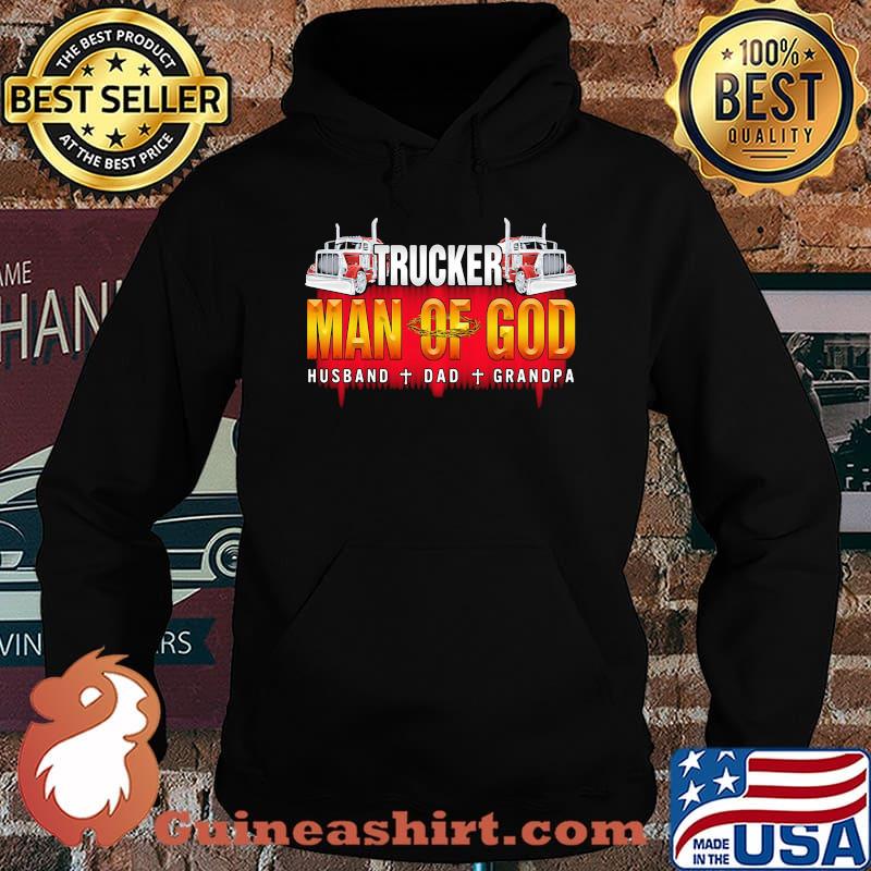 Trucker Man Of God Husband Dad Grandpa Red Shirt Hoodie