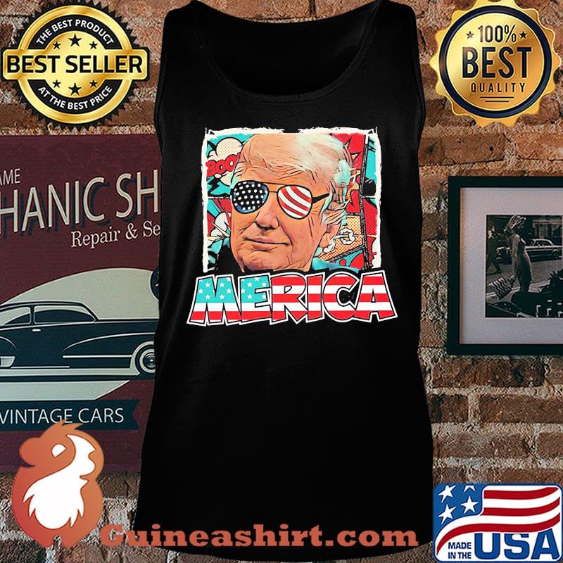 Trump wear glasses American flag s Tank top