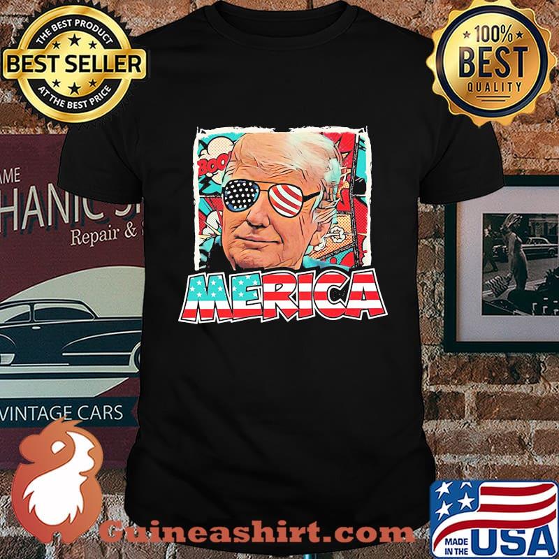 Trump wear glasses American flag shirt
