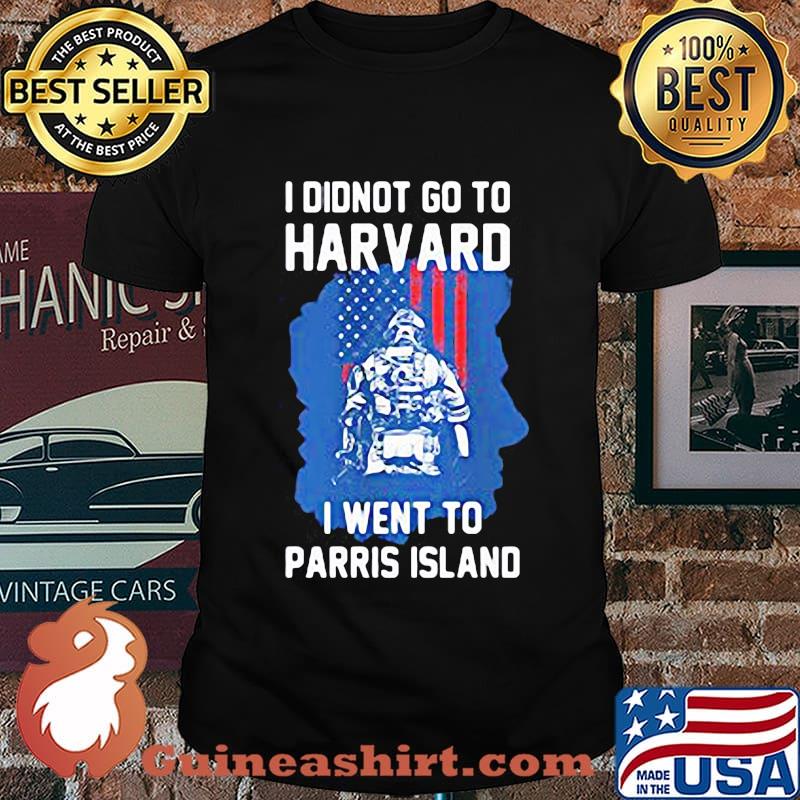 Veteran i didnot go to harvard i went to parris island american flag independence day shirt