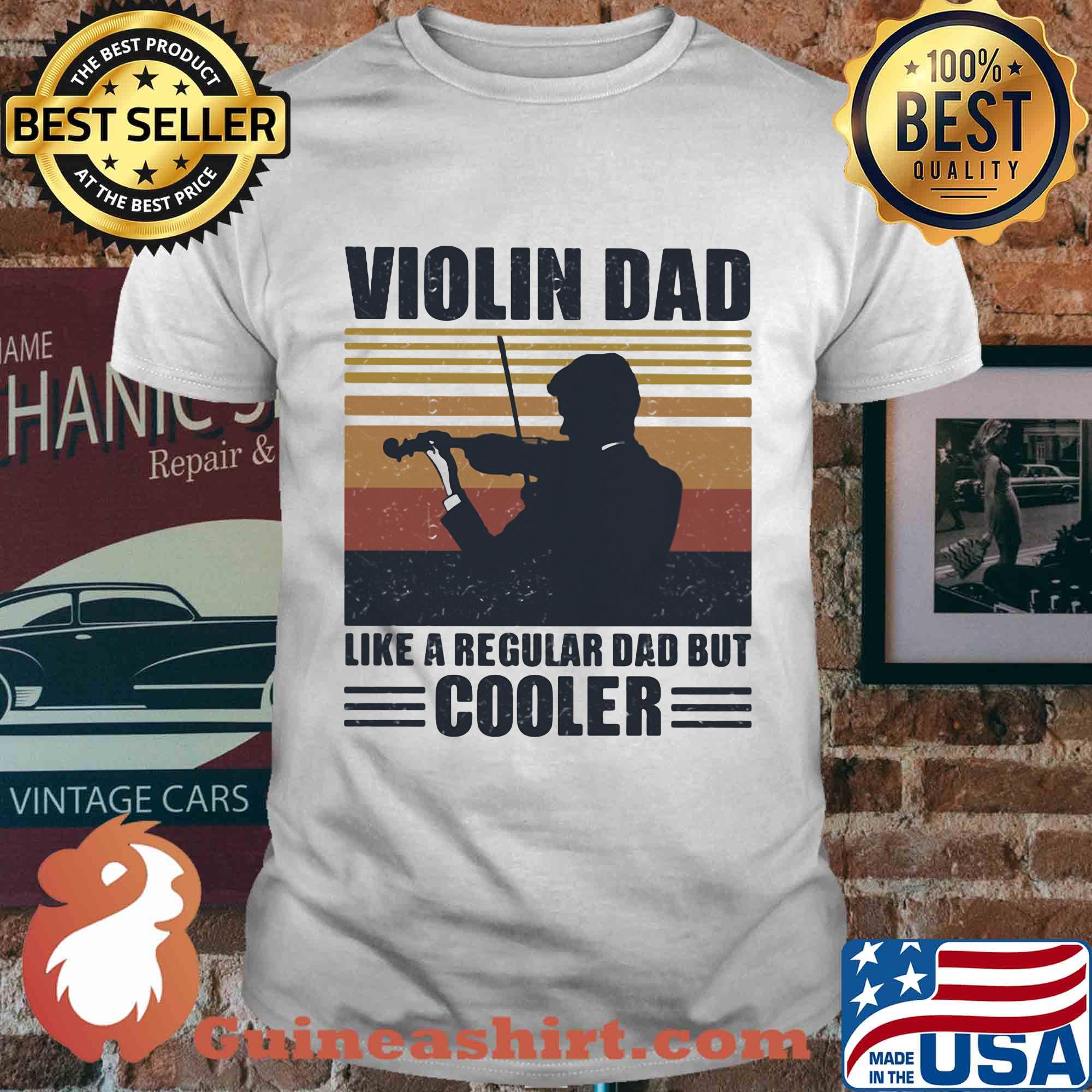 Violin dad like a regular dad but cooler vintage retro shirt