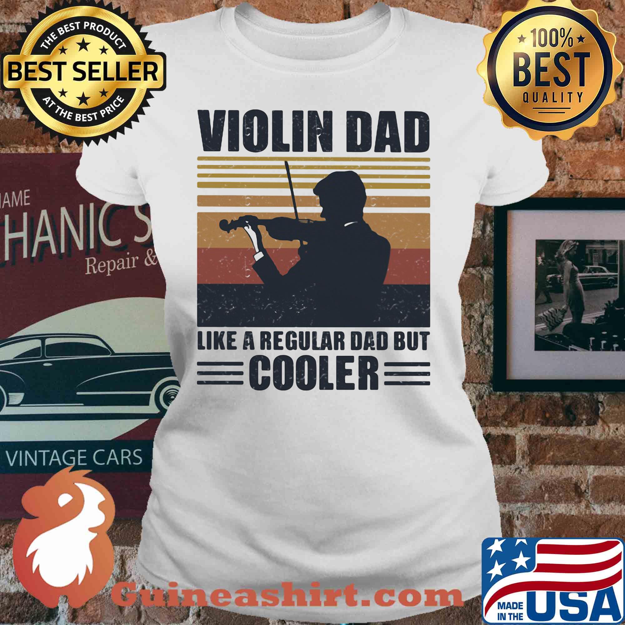 Violin dad like a regular dad but cooler vintage retro s V-neck