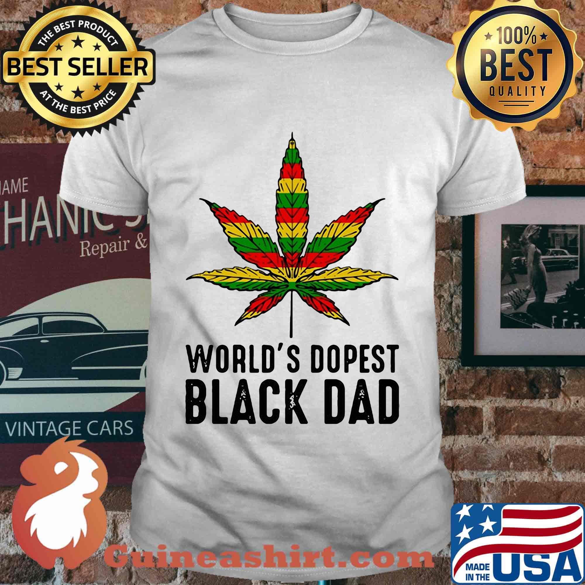 Weed world's dopest black dad happy father's day shirt