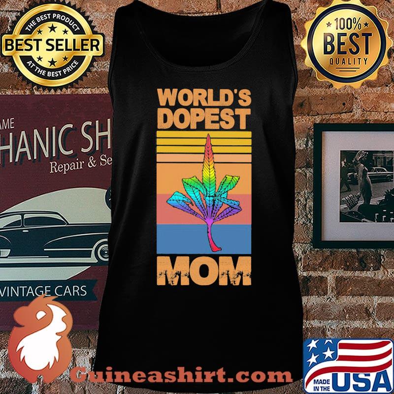 Weed worlds dopest mom vintage retro s Tank top