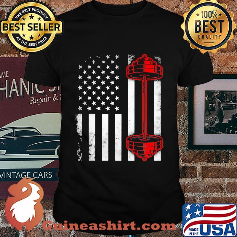 Weightlifting american flag america 4th of july independence day shirt