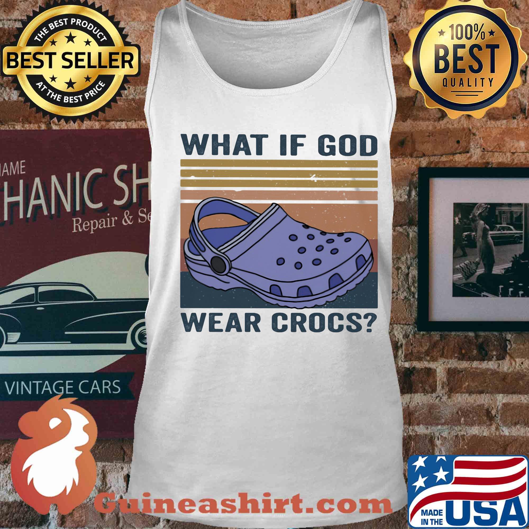 What if god wear crocs vintage retro s Tank top