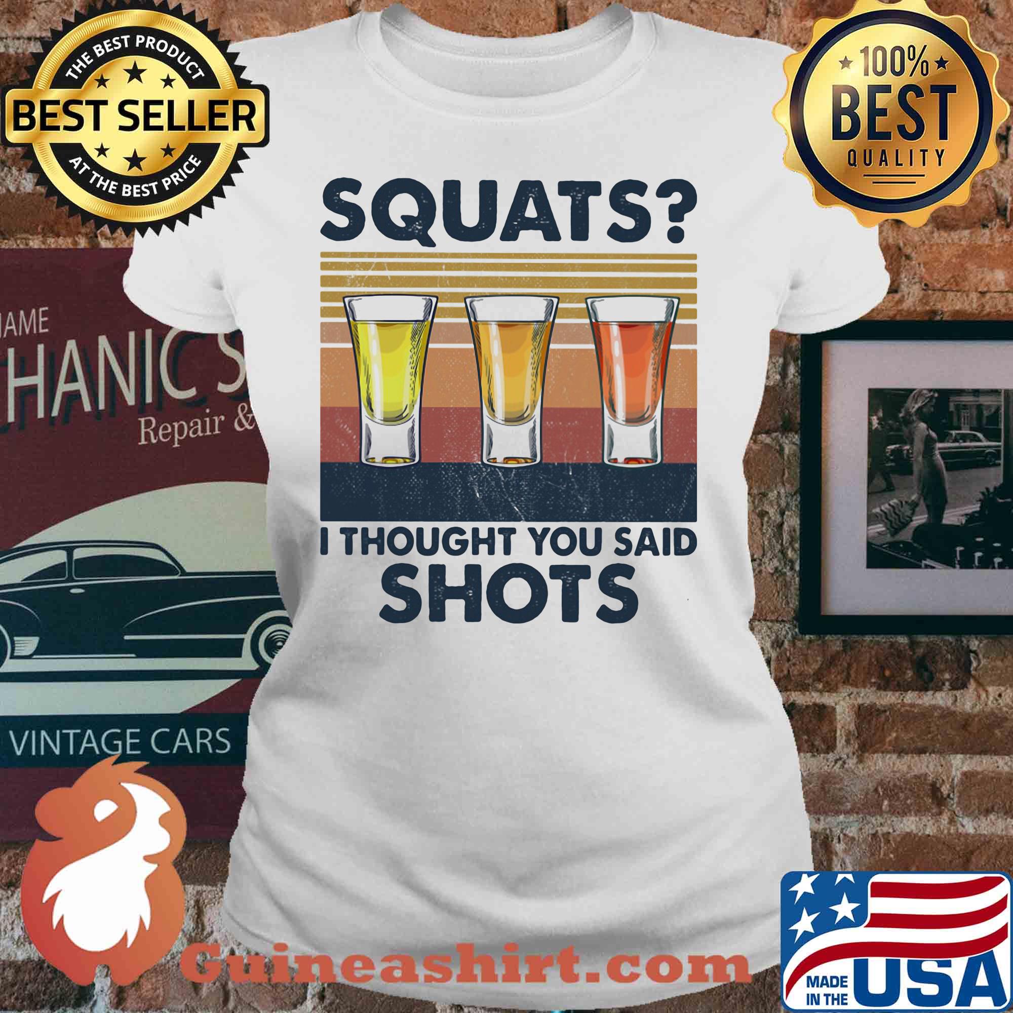 Whiskey squats I thought you said shots vintage retro s V-neck