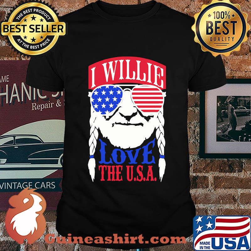 Willie nelson I willie love the usa american flag shirt