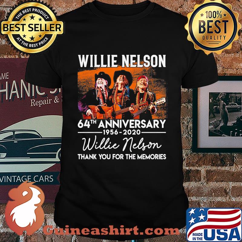 Willie nelson playing guitar 64th anniversary 1956 2020 thank you for the memories signature shirt