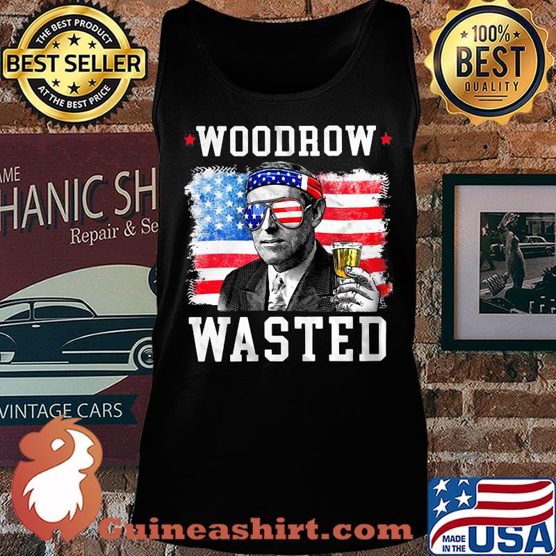 Woodrow wasted drinking 4th of july American flag s Tank top