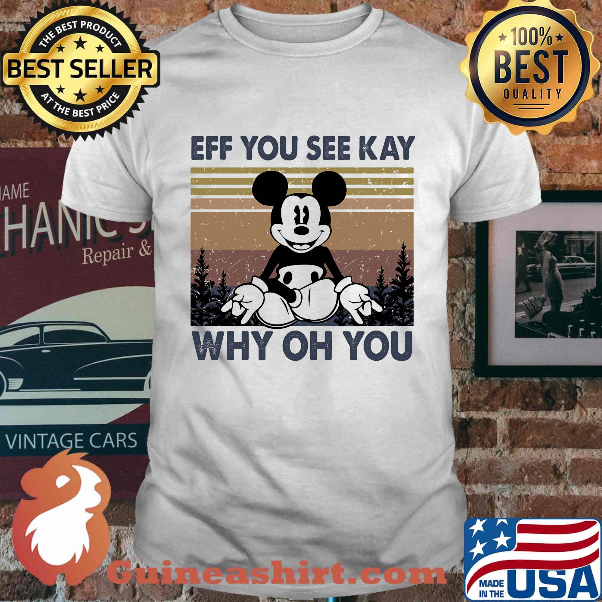 Yoga mickey mouse eff you see kay why oh you vintage retro shirt