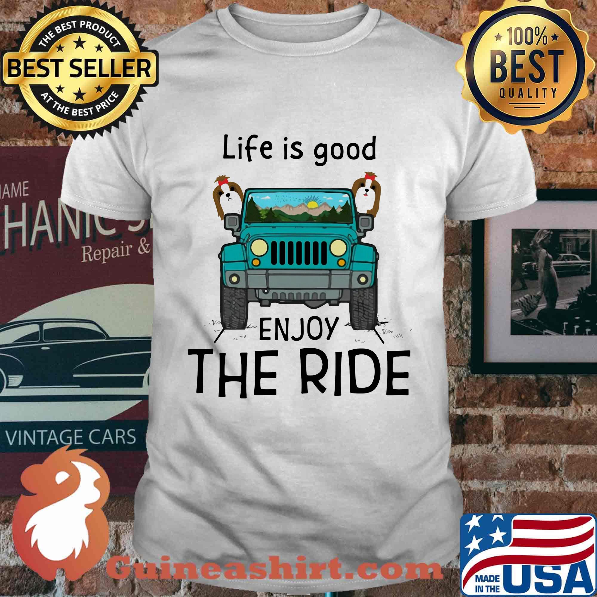 Yorkie life is good enjoy the ride jeep shirt