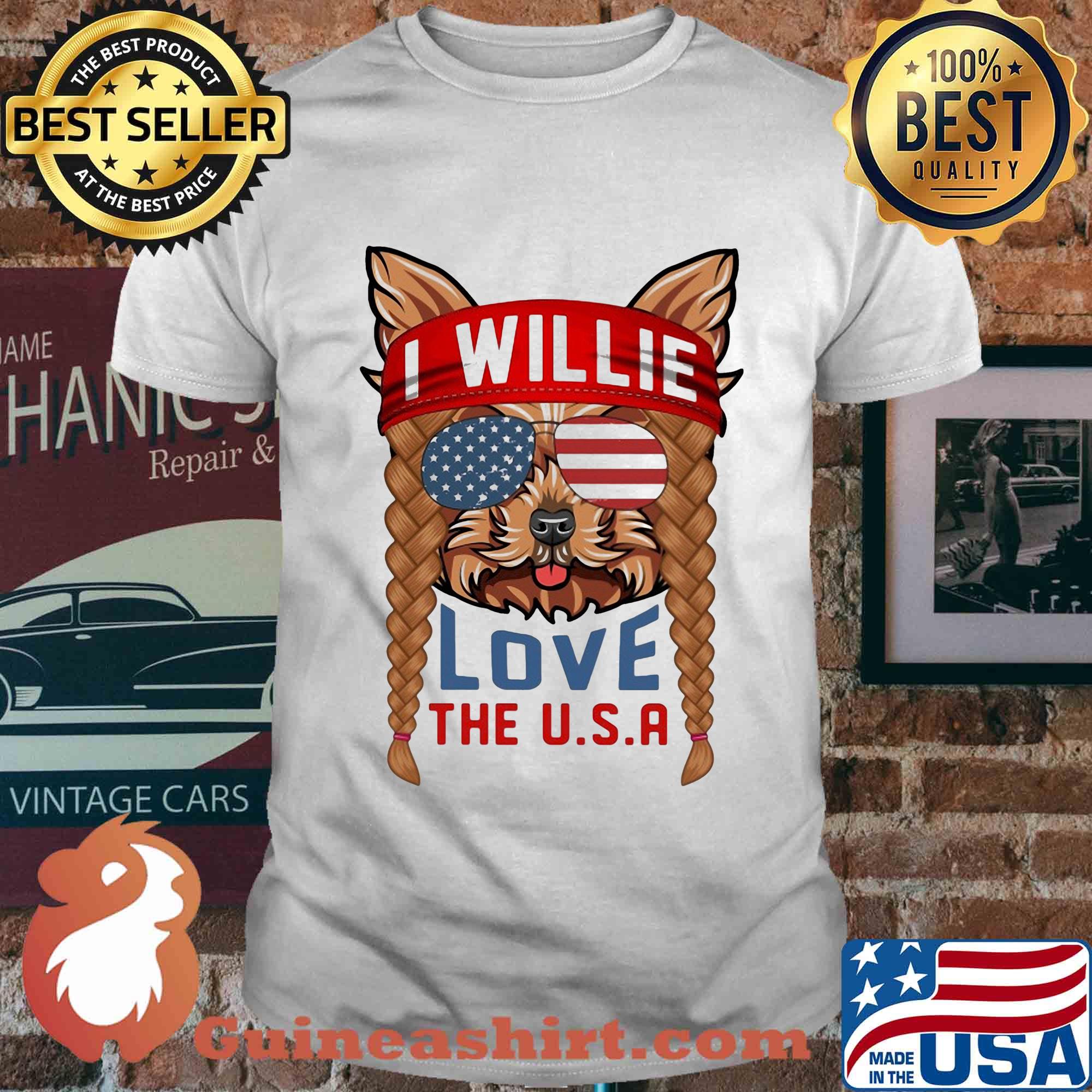 Yorkshire terrier I willie love the USA American flag veteran Independence Day shirt