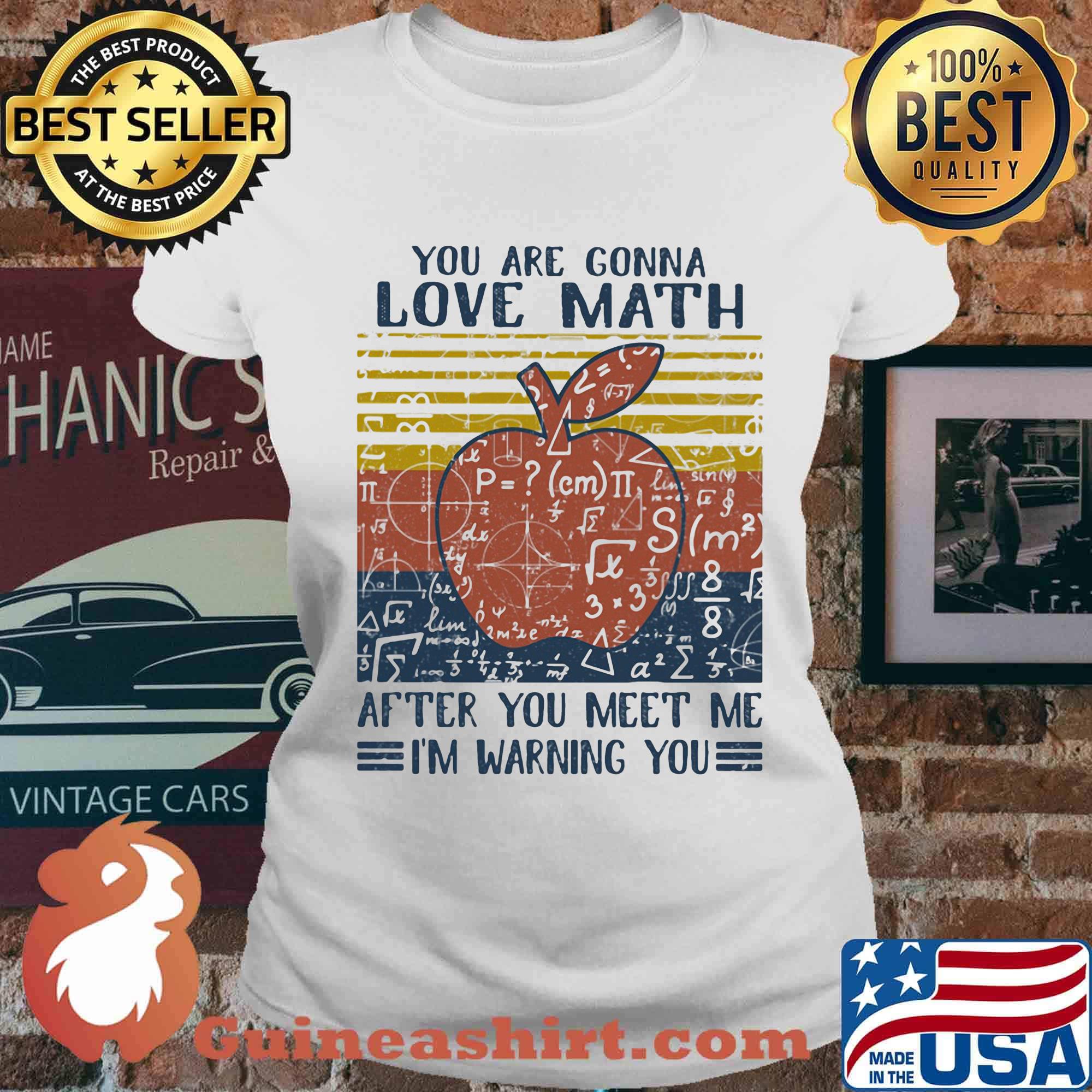You Are Conna Love Math After You Meet Me I'm Warning You Apple Vintage Retro Shirt Ladies tee