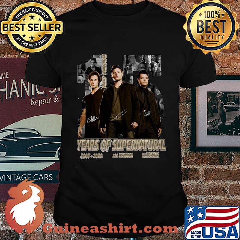15 years of supernatural 2005 2020 15 seasons 327 episodes shirt