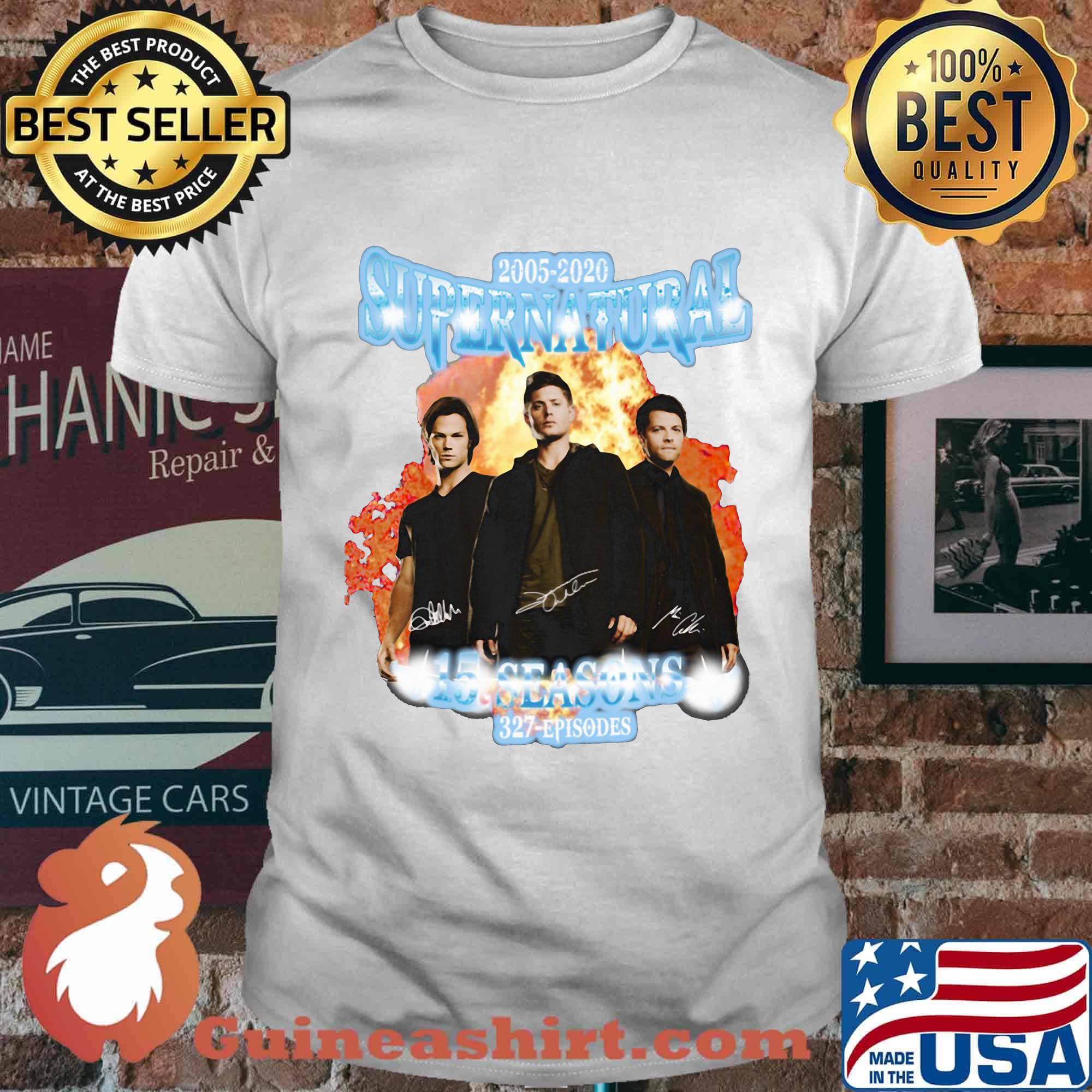 2005 2020 supernatural 15 seasons 327 episodes shirt