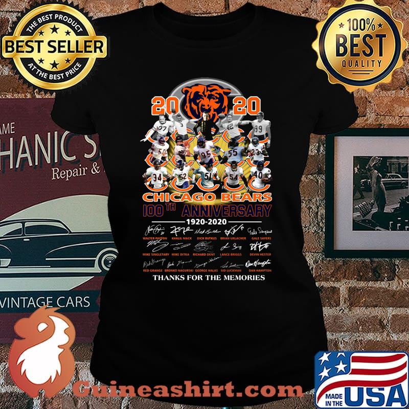 2020 chicago bears 100th anniversary 1920 2020 thank you for the memories signatures s Laides