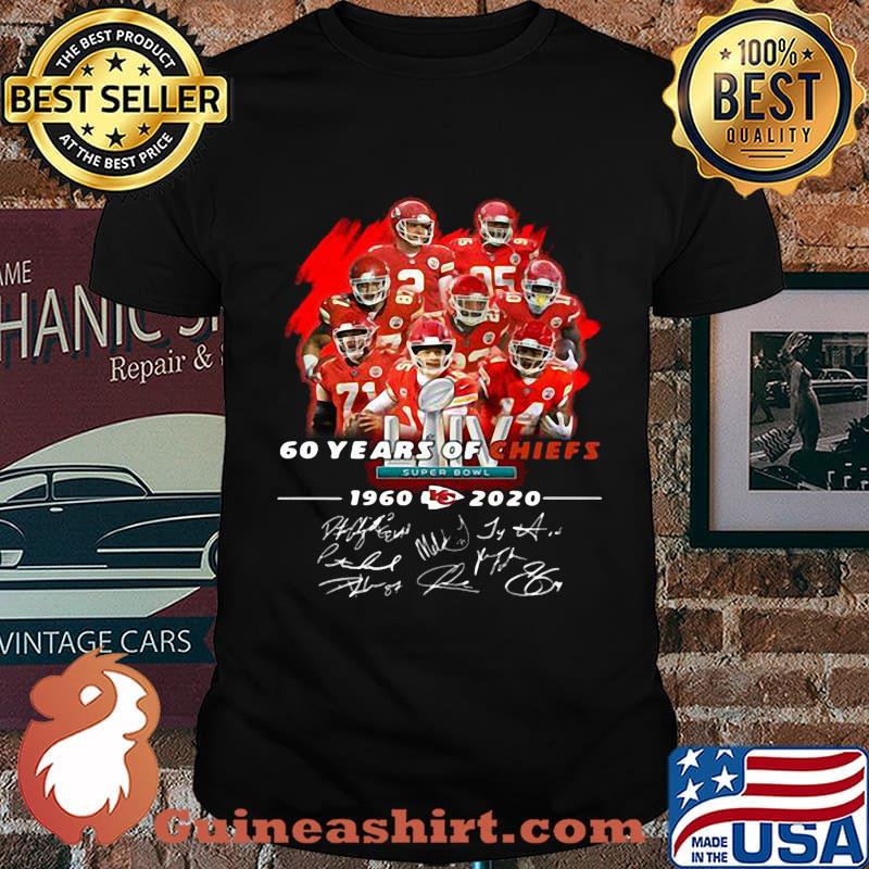 60 years of kansas city chiefs 1960 2020 signatures shirt