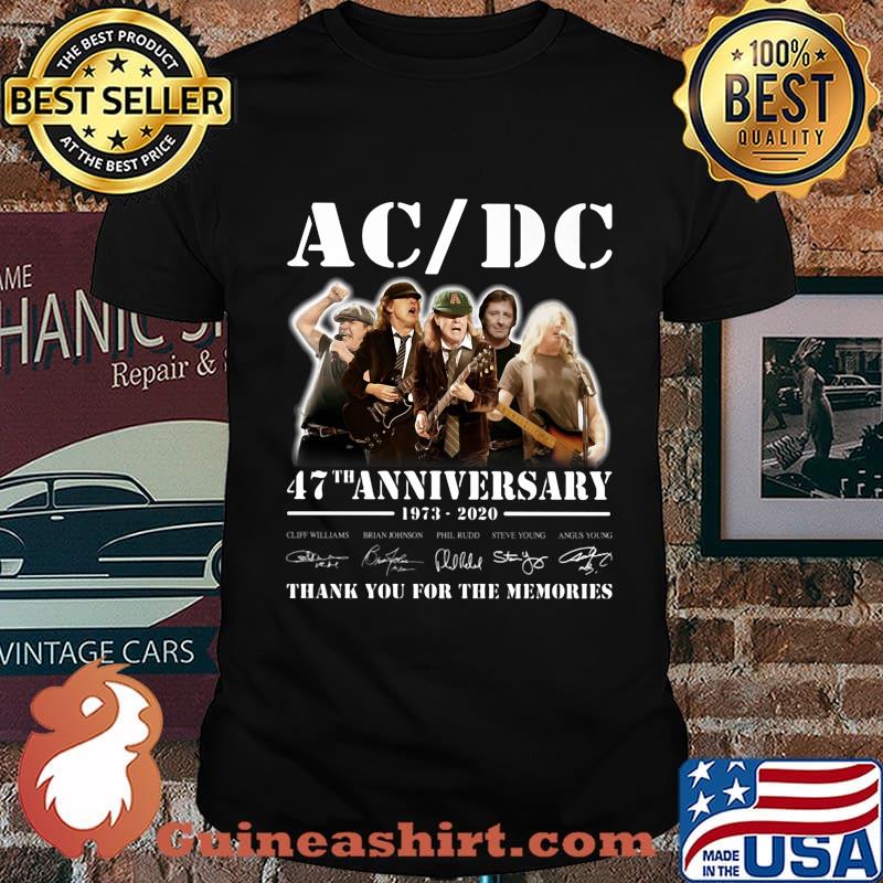 Acdc band 47th anniversary 1973 2020 thank you for the memories signatures shirt