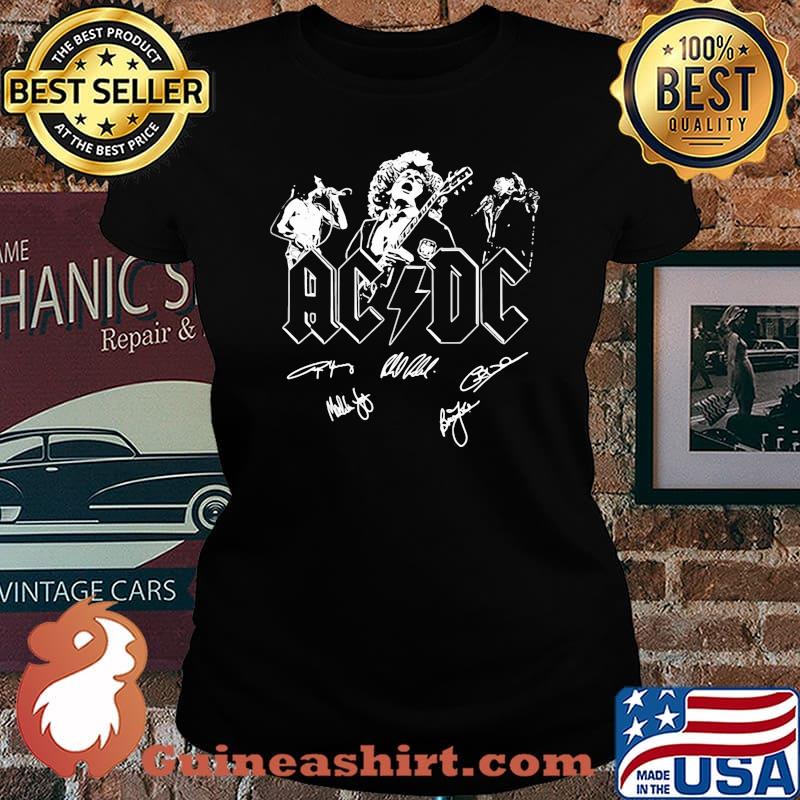 Acdc band members signatures guitar s Laides tee
