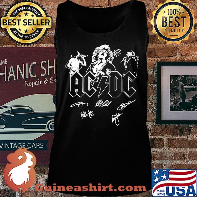 Acdc band members signatures guitar s Tank top