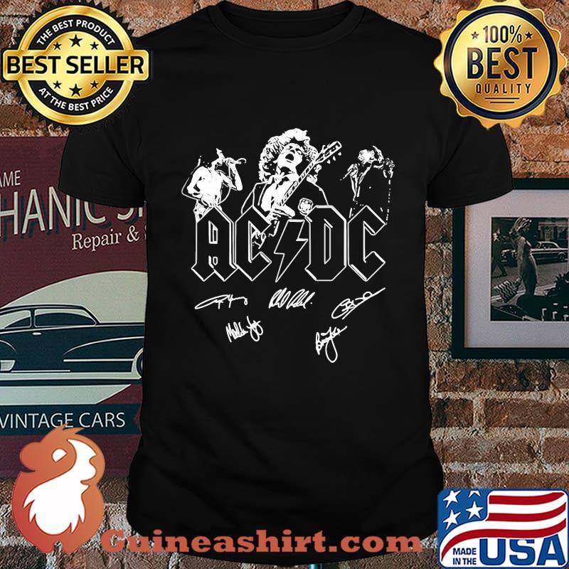 Acdc band members signatures guitar shirt