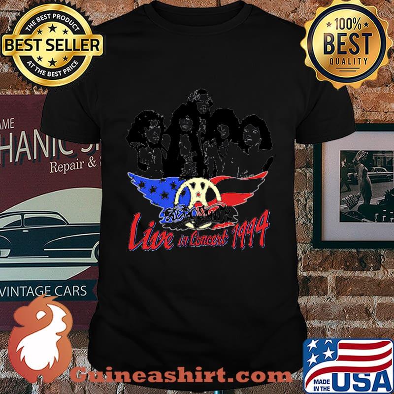 Aerosmith live in concert 1994 american flag independence day shirt