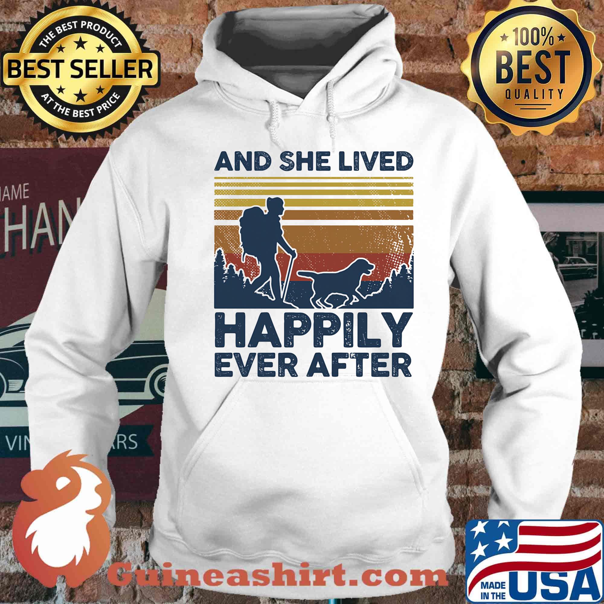 And She Lives Hppily Ever After Girl Dog Vintage Retro Shirt Hoodie