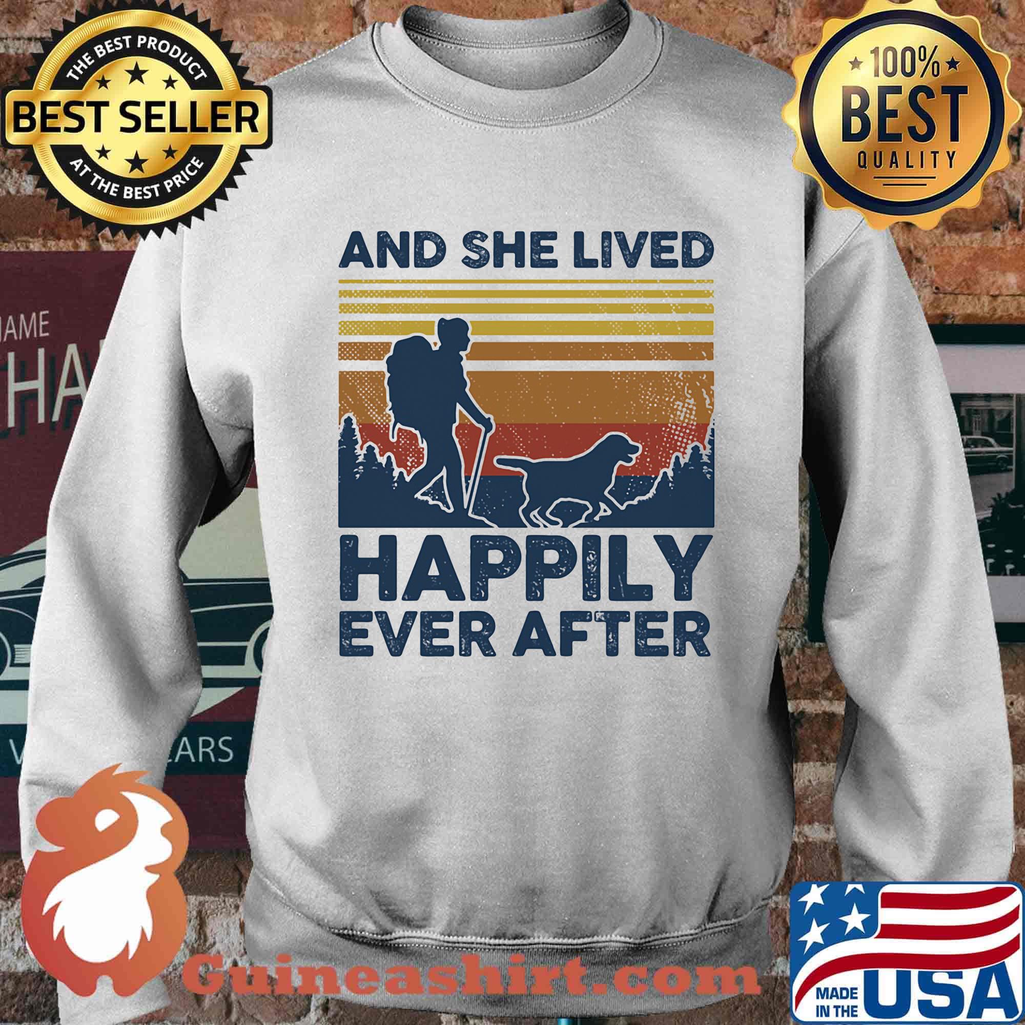 And She Lives Hppily Ever After Girl Dog Vintage Retro Shirt Sweater