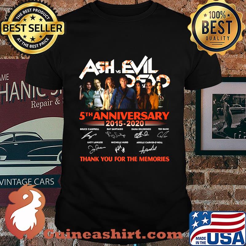 Ash vs evil dead 5th anniversary 2015 2020 thank you for the memories signatures shirt