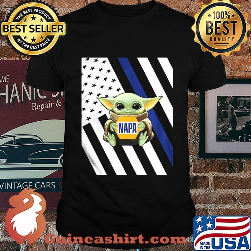 Baby Yoda hug Napa American flag shirt
