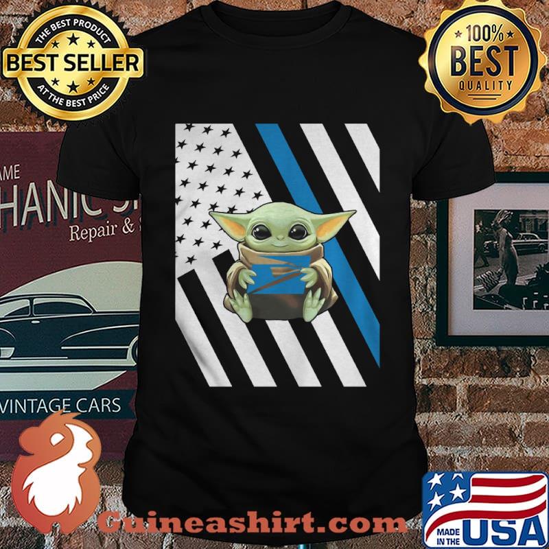 Baby Yoda hug USPS American flag shirt