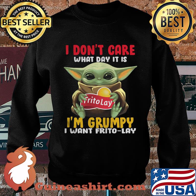 Baby yoda i don't care what day it is i'm grumpy i want frito lay logo s Sweater