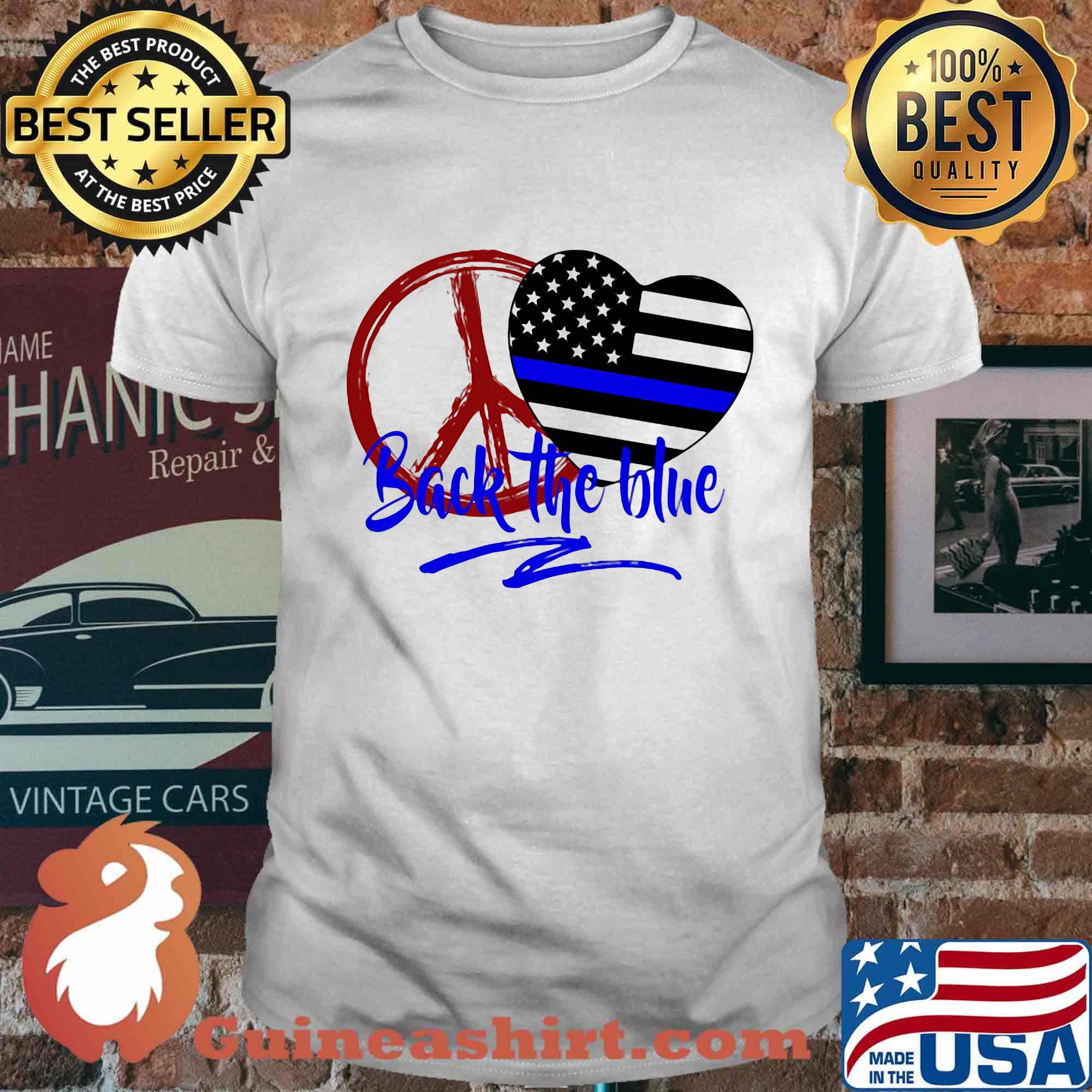Back The Blue America Love Heart Independence Day Shirt