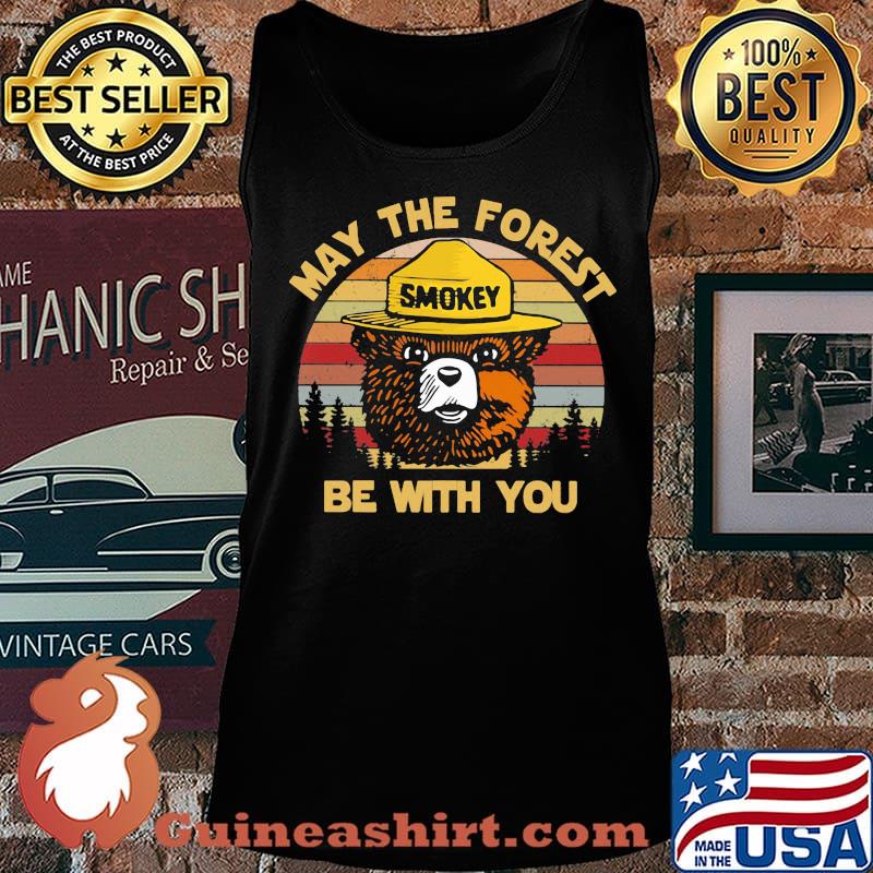 Bear smokey may the forest be with you vintage retro s Tank top